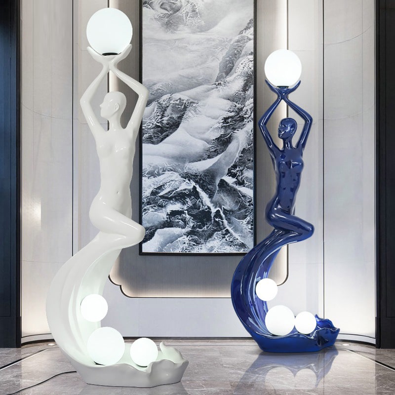 Tượng người đỡ đèn để sàn Tượng người đỡ đèn để sàn