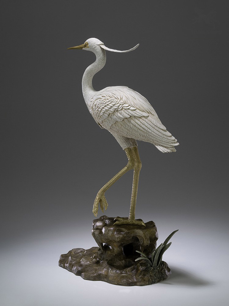 Tượng con cò bằng đồng