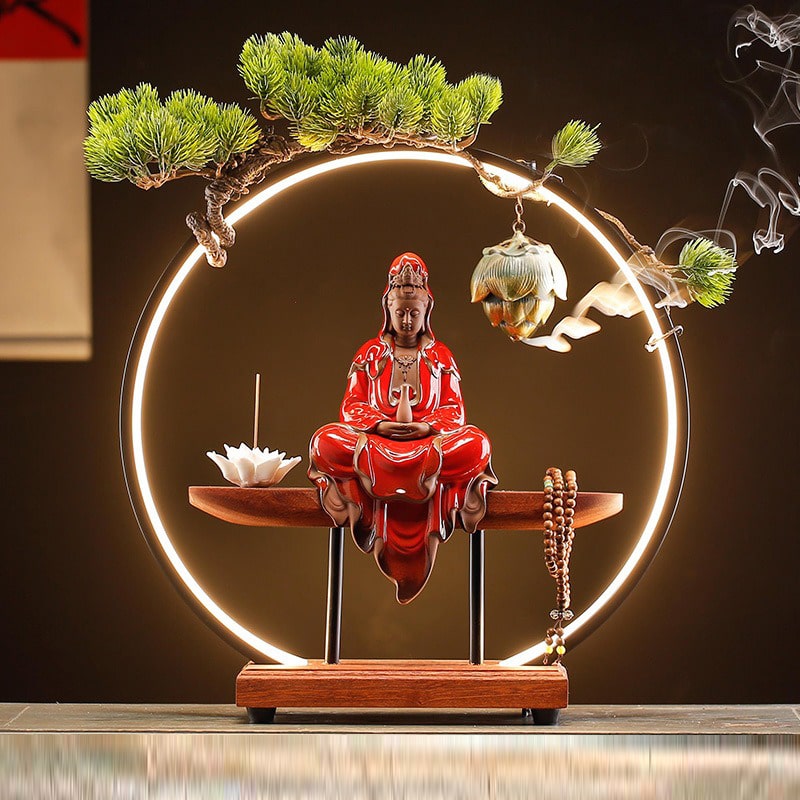 Thác khói xông trầm hương Quan Âm Bồ Tát