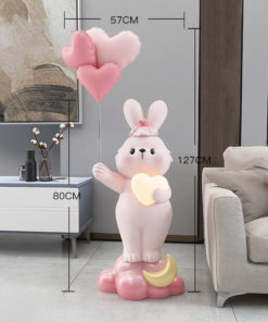 Tượng thỏ bunny ôm đèn led trái tim
