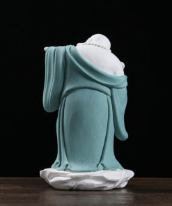 Tượng Phật di lặc cầm gậy như ý decor CD1127