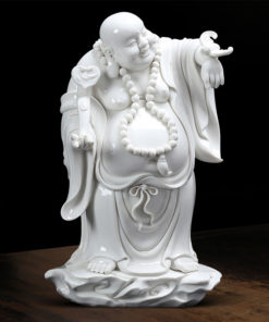 Tượng Phật di lặc cầm gậy như ý decor CD1127