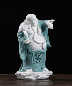 Tượng Phật di lặc cầm gậy như ý decor CD1127