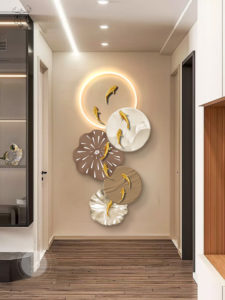 Tranh cửu ngư quần hội 3D sang trọng