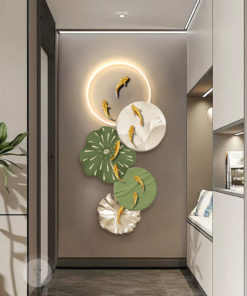 Tranh cửu ngư quần hội 3D sang trọng