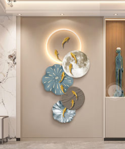 Tranh cửu ngư quần hội 3D sang trọng