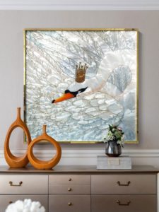 Tranh khảm trai nhân tạo hình thiên nga cao cấp