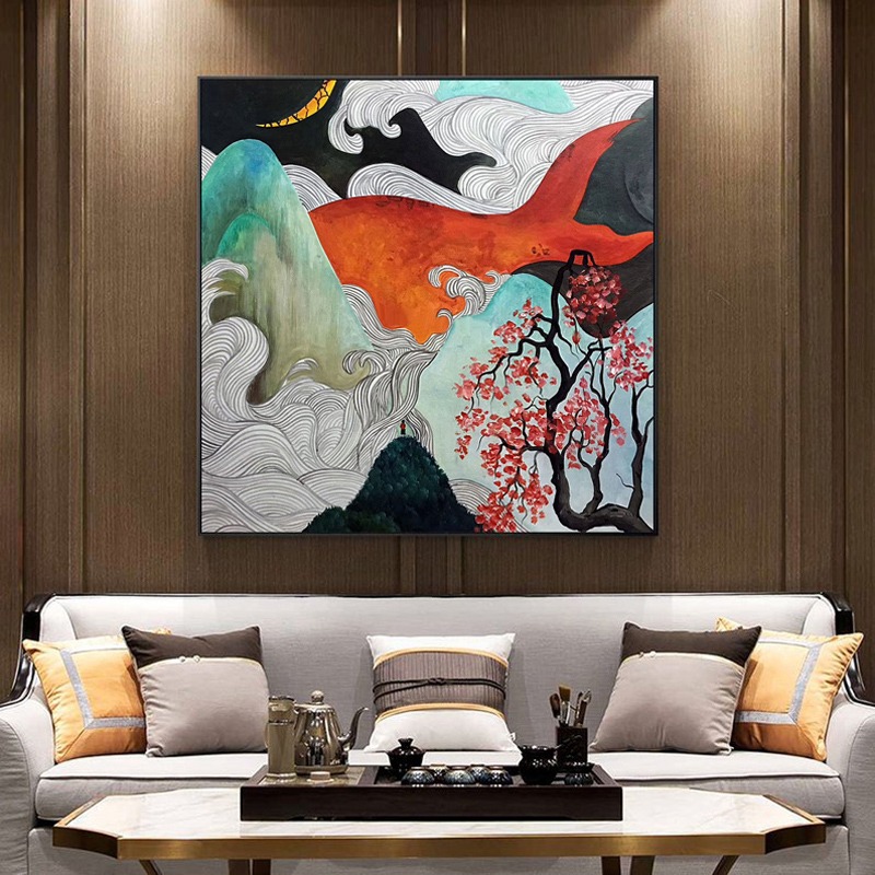 Tranh sơn dầu trừu tượng cá và biển cả Tranh sơn dầu trừu tượng cá và biển cả