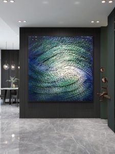 Tranh trừu tượng 3D khổ vuông chất liệu cao cấp