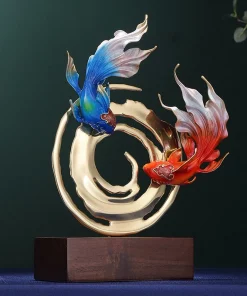 Tượng đôi cá múa lượn bằng đồng