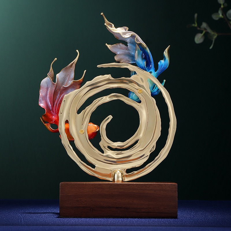 Tượng đôi cá múa lượn bằng đồng