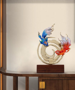 Tượng đôi cá múa lượn bằng đồng