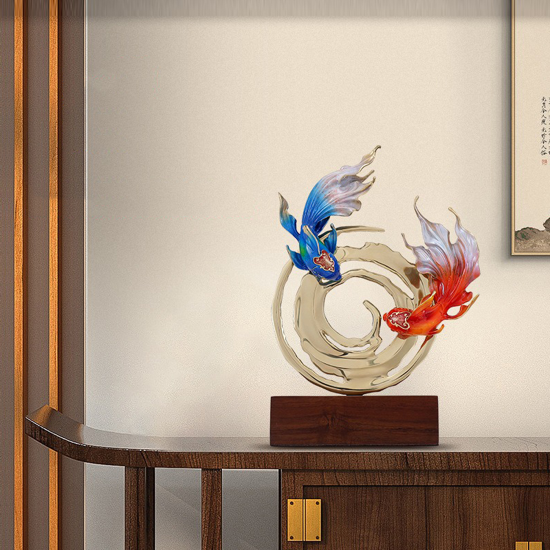 Tượng đôi cá múa lượn bằng đồng