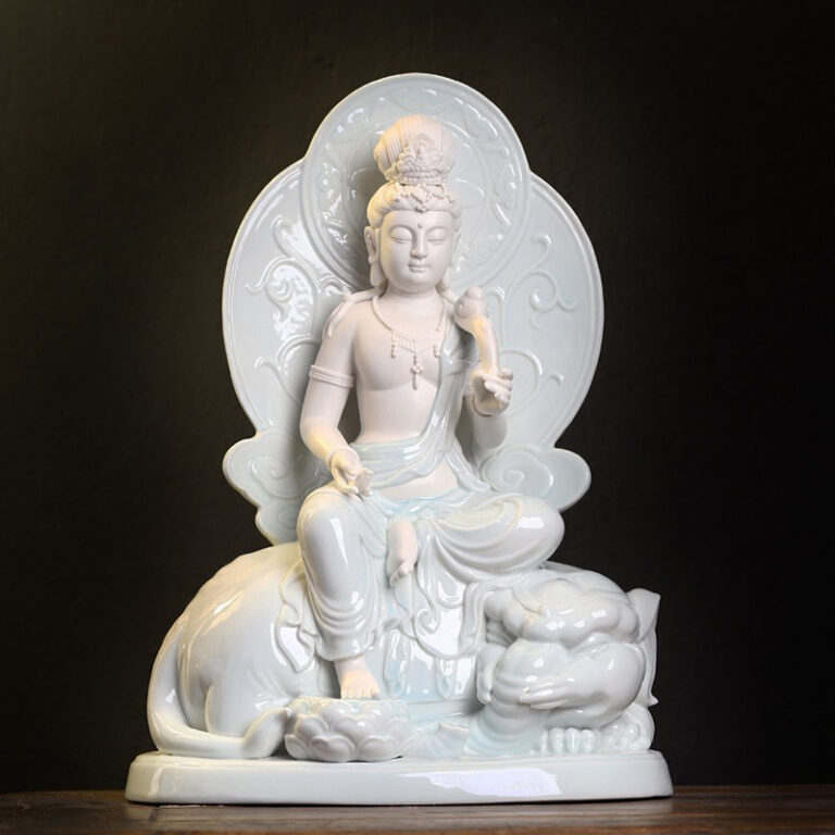 Tượng Phật Văn Thù – Phổ Hiền bằng gốm CD1810