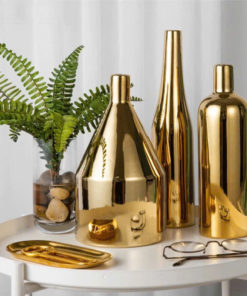 Bộ Lọ Hoa Gốm Mạ Vàng