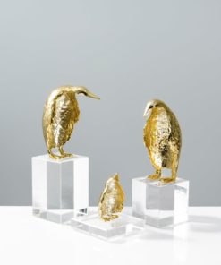 Bộ Tượng Chim Cánh Cụt Vàng Trang Trí