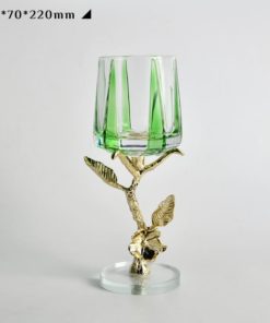 Đôi Chân Nến Pha Lê Nghệ Thuật Ánh Lộc Xanh