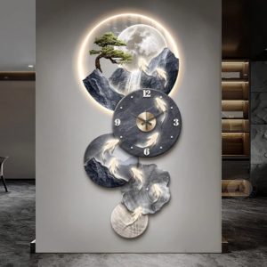 Đồng Hồ Treo Tường Cửu Ngư Liên Hoàn