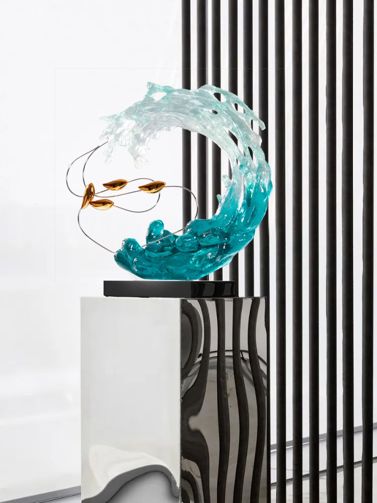 Mô Hình Điêu Khắc Cá Và Sóng Biển