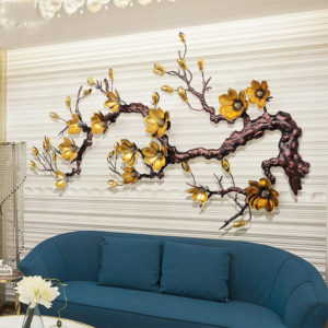 Phù Điêu 3D Cành Hoa Mộc Lan Vàng