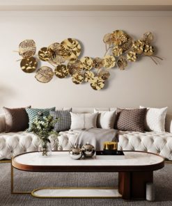 Phù Điêu 3D Lá Sen Vàng Nghệ Thuật