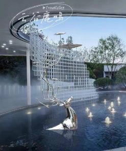 Tượng Hươu Điêu Khắc Vươn Mình Khai Xuân