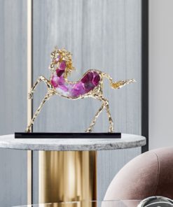 Tượng Hươu Gắn Đá Để Bàn