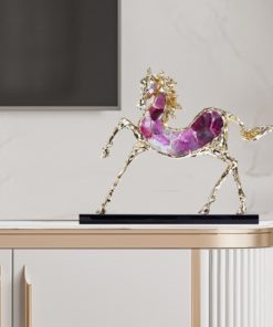 Tượng Hươu Gắn Đá Để Bàn