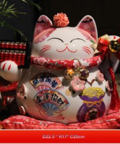 Mèo Thần Tài Gốm Sứ Đón Lộc
