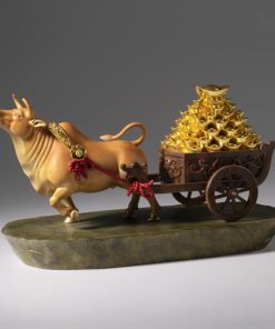 Tượng Bò Tót Vượng Tài Kéo Xe