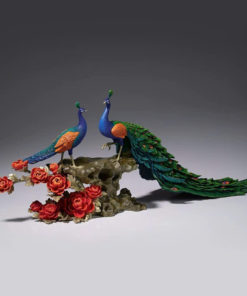 Tượng Đôi Chim Công Đứng Cành Hồng