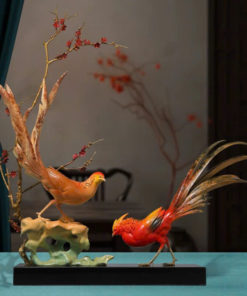 Tượng Chim Trĩ Song Phúc Bên Cành Mai
