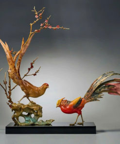 Tượng Chim Trĩ Song Phúc Bên Cành Mai