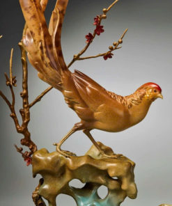 Tượng Chim Trĩ Song Phúc Bên Cành Mai