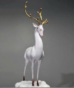 Tượng Hươu Trắng Đứng Trên Mây Nghệ Thuật