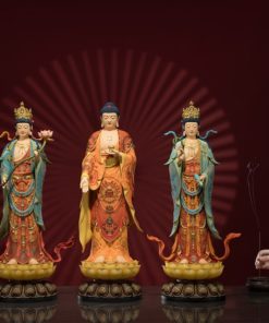Bộ Tượng Tây Tam Thánh Đứng Trên Đài Sen